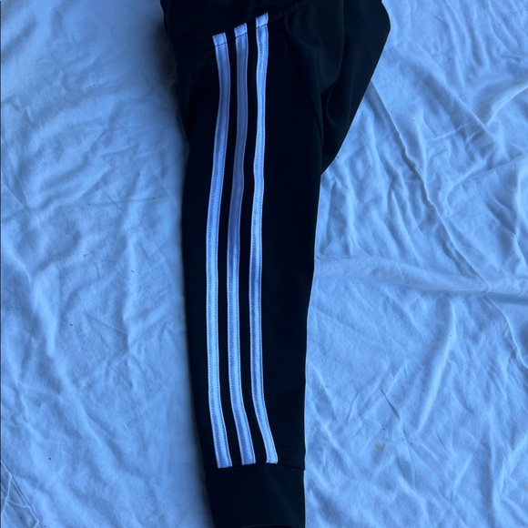 Adidas Boys Black Sporty Soccer Zip Front Jacket with White Accents:: - Picture 8 of 9